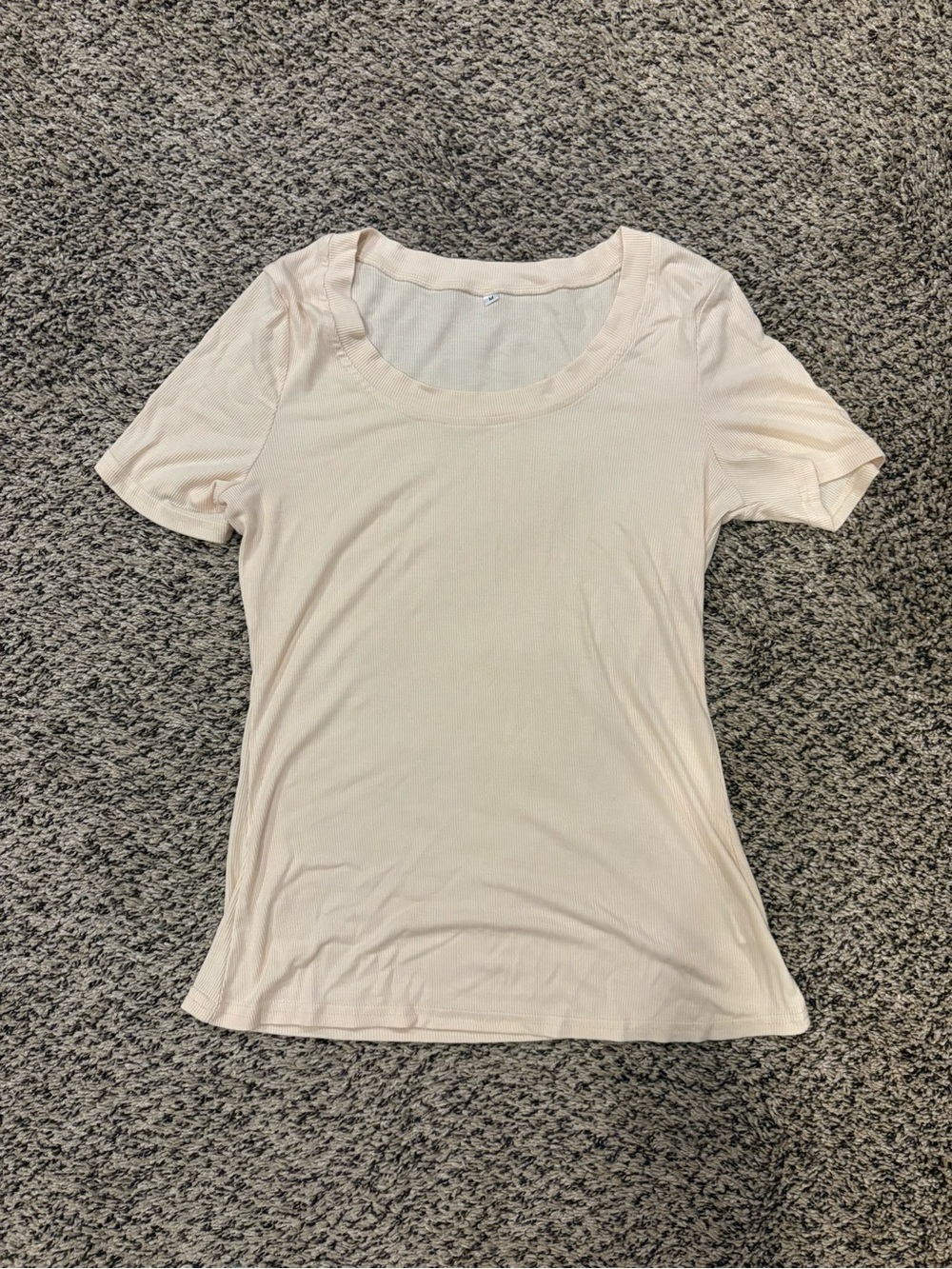 Women's Short Sleeve Scoop Neck Top - Cream Size M